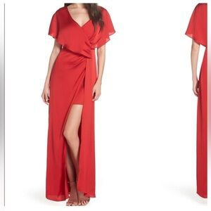 Elegant Red Wrap Dress